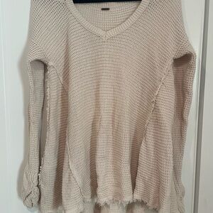 Cream Free People peekaboo shoulder Sweater
